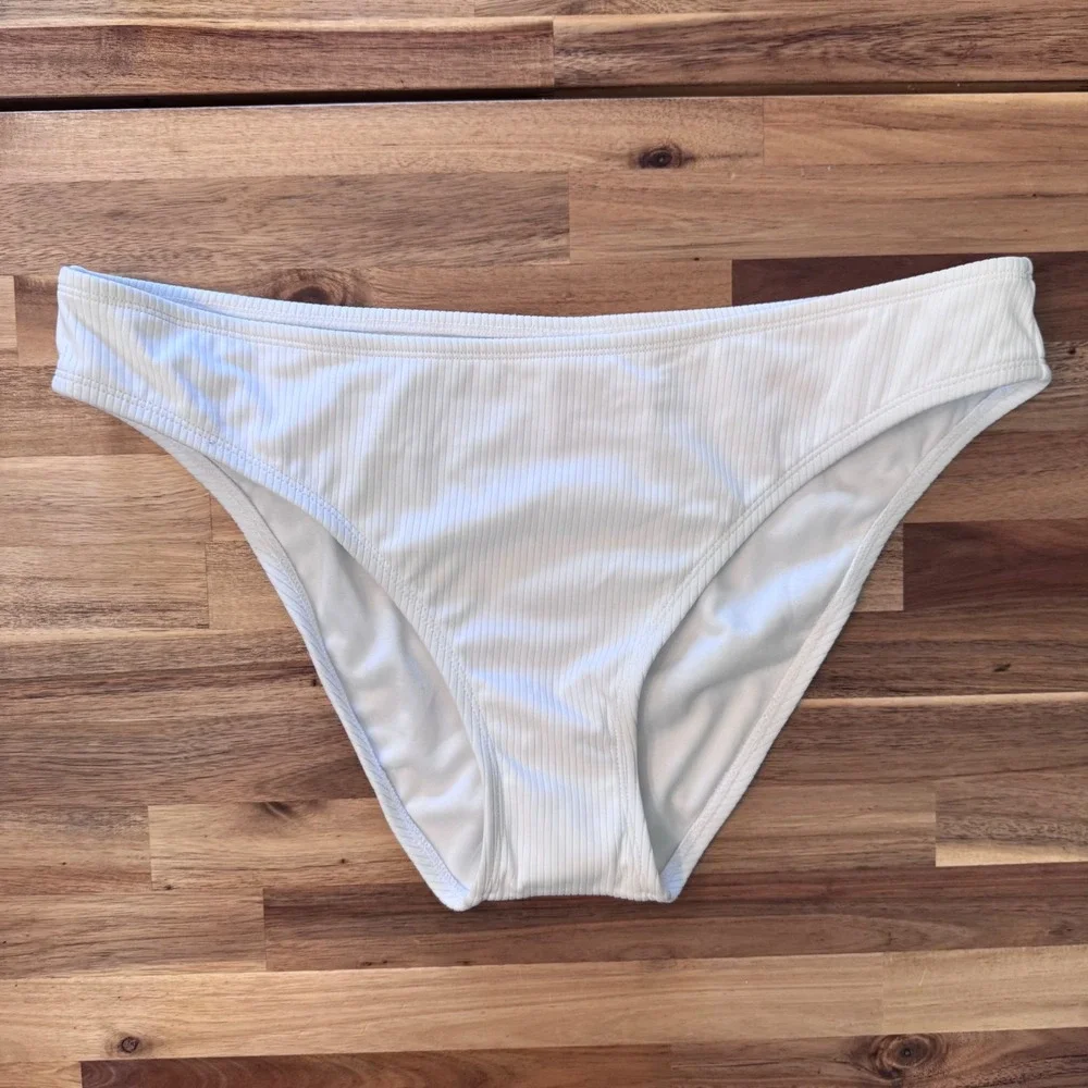 Shade & Shore White Ribbed Bikini Bottom Swimwear Women XL